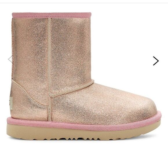 UGG | Kid's Classic II Metallic Glitter Boots In Pink - Picture 8 of 9